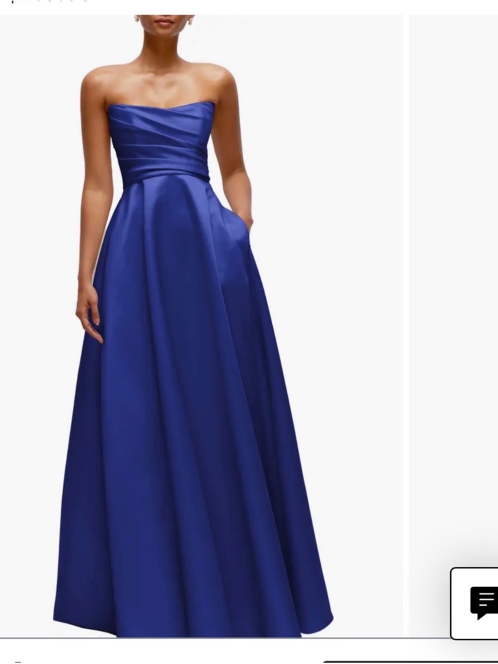 Dessy Collection Strapless Sapphire Blue Satin A-Line Gown